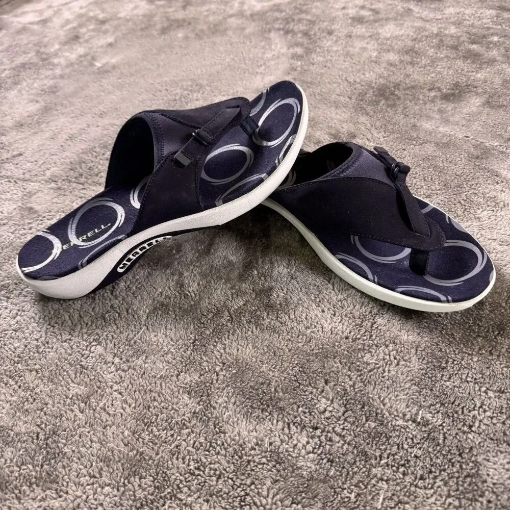 Merrell Nubuck Leather Comfort Thong Sandals Navy Women’s Size 10 Medium Q-Form